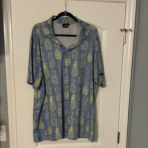 Sunday Swagger Men’s Golf Polo Shirt 2XL – Purple & Green-Yellow Pineapple Print